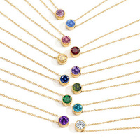 Collier Pendentif Personnalisé en Acier Inoxydable avec Pierre de Naissance Colorée (12 Mois) et Breloque CZ Colorée pour Femme - Vente en Gros