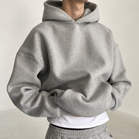 Ensemble survêtement personnalisé OEM : Sweat à capuche et pantalon de jogging épais, uni, oversize, en coton, coupe large pour homme