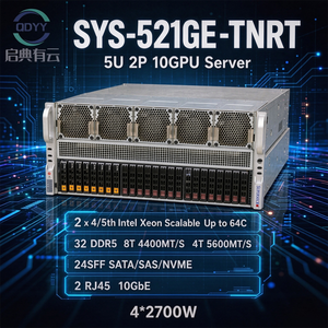 เซิร์ฟเวอร์แบบติดตั้งบนแร็ค Super micro SYS-521GE-TNRT 5U สำหรับการฝึกอบรม AI Deep Learning และเวิร์กสเตชัน GPU พร้อมหน่วยความจำ 4TB DDR5 PCIe 5.0 - Product Image 1