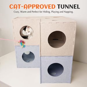 Niche pour chat en feutre insonorisant – Tanière pliable et tunnel de jeu intérieur confortable - Product Image 6