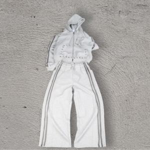 Ensemble de survêtement deux pièces pour homme, sweat à capuche et pantalon de survêtement à poches personnalisées, automne-hiver, surdimensionné, côtés rayés, en coton - Product Image 2