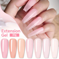 En promotion : Gel UV de construction pour ongles longs, pose rapide, couleurs rose cristal, effet salon, 20 couleurs, gel dur à retirer par trempage
