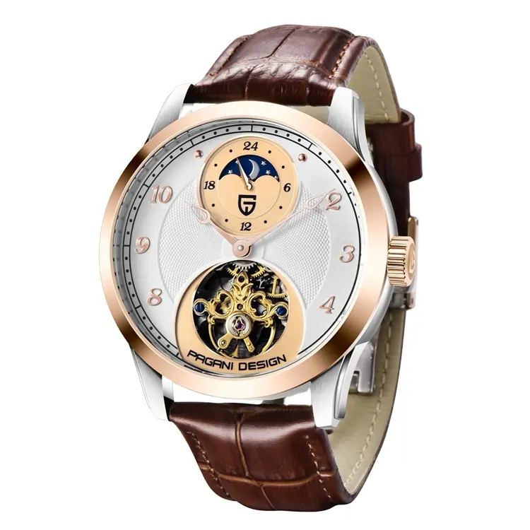 PAGANI DESIGN PD-1650 Luxury Leather Strap Automatic Watches Moon Phase Custom Logo Oem Mechanical Watch