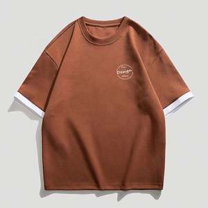 Camiseta de retazos de talla grande, camiseta personalizada con estampado de estilo callejero liso, camiseta universitaria para hombre, camiseta de gran tamaño de peso pesado - Product Image 5