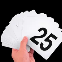 Lot de 50 numéros de table recto-verso en plastique noir, cartes de placement carrées blanches pour restaurants et mariages