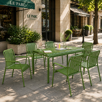 FLD1271 Mesa de Comedor Exterior Impermeable de Aluminio Moderno con Listones, 120/150 cm, para Cafetería, Restaurante, Patio
