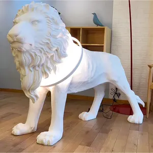 Стекловолокно армированный пластиковый лев скульптура освещение украшение дома торговый центр гостиная Смола животное торшер