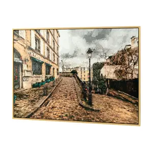 Paisaje de calle decorativo para el hogar, arte de pared, lienzo enmarcado, pinturas de paisaje