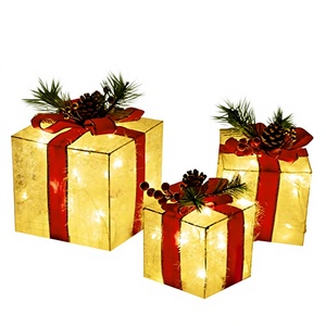 Lot de 3 guirlandes lumineuses LED de Noël en forme de boîte cadeau pour extérieur, avec éclat festif chaleureux, alimentées par piles, indice IP44, 8 modes, style personnalisé - Product Image 3