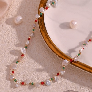 Collar de Perlas de Agua Dulce Naturales Vintage Hecho a Mano, Cadena de Cuentas Coloridas de Acero Inoxidable Chapado en Oro de 18K, Collar para Niños - Product Image 3