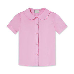 Chemisier d'école primaire col arrondi manches courtes filles blanc chemise facile haute qualité doux respirant personnalisé enfant uniforme scolaire - Product Image 4