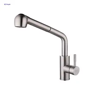 Kitchen Hot and Cold Water Faucet Pipe Pull Wash Basin Sink Faucet Double Function 304 Stainless Steel Black and White Brass OEM