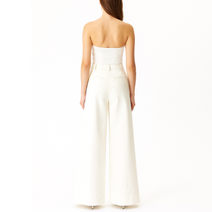 Fabricants de vêtements en gros Femmes Loisirs Dames <span class=keywords><strong>Pantalon</strong></span> à jambes larges Formelle Pleine Longueur Taille Haute <span class=keywords><strong>Pantalon</strong></span> Plissé - Product Image 3