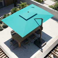 Sombrilla de Aluminio Moderna para Exteriores, Impermeable, Rectangular, de 9x12 Pies, con Luz LED para Jardín, Patio y Terraza