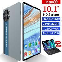 Tablette de divertissement portable ultra-mince de haute qualité MAX80, corps noir, argenté et bleu luxueux, résolution HD 1280*800