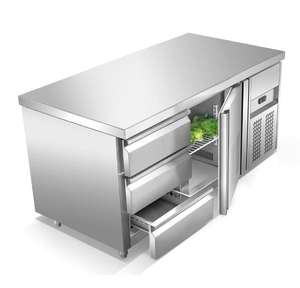 Frigorifero <span class=keywords><strong>da</strong></span> Lavoro Sottobanco per Cucina Commerciale in Acciaio Inox, Tavolo Refrigerato Raffreddato ad Aria con 3 <span class=keywords><strong>Cassetti</strong></span> per Ristorante - Product Image 5
