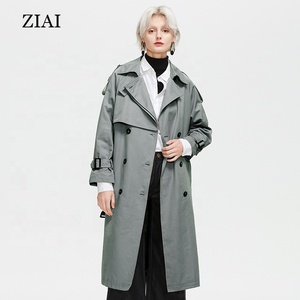 Nuova moda OEM <span class=keywords><strong>Trench</strong></span> lunghi personalizzati giacche giacca a vento da <span class=keywords><strong>donna</strong></span> impermeabile Casual occidentale cappotto doppiopetto - Product Image 1