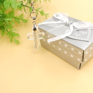 Venta al por mayor nuevo Baby Shower fiesta suministros bautismo <span class=keywords><strong>bautizo</strong></span> favor cristal Cruz llaveros llavero - Product Image 3