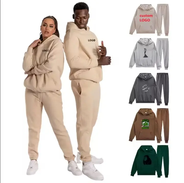 Produttori di abbigliamento con Logo personalizzato jogging cotone Unisex tuta da uomo pantaloni della tuta e felpa con cappuccio Set felpa