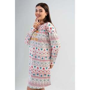 BAYAN P.SUPREM O YAKA DUSUK OMUZLU UZUN KOL ETEGI OVAL TUNIK - ครีม - ครีม - Product Image 2