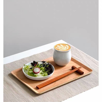 Plateau rectangulaire moderne en bois d'acacia massif pour la maison, support à tasses de fête, plateau à thé, assiette de service et plateau de rangement