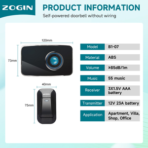 Design créatif Sonnette de porte alimentée par batterie Personnalisable ABS Longue durée de vie DC Appartement <span class=keywords><strong>Carillon</strong></span> de porte sans fil - Product Image 3