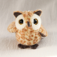 Porte-clés hibou en peluche 3D portable noir, breloque décorative, vente en gros