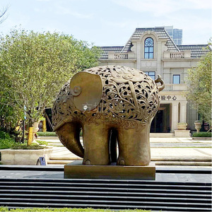 Sculpture d'éléphant en résine pour extérieur, décoration de jardin, forme animale traditionnelle polie, art paysager autoportant - Product Image 2