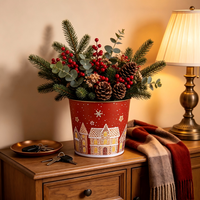 Pot Logam Bentuk Desa Gingerbread Natal, Warna Emas, Model Kerucut, Tempat Penyimpanan untuk Liburan, Pot Bunga, Dekorasi Rumah, Taman, Pesta, Meja