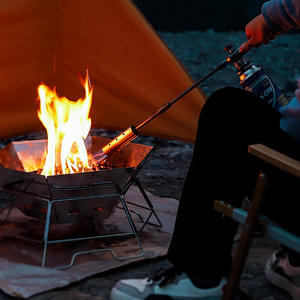 Allumeur lance-flammes en acier inoxydable avec poignée en bois, pistolet à flamme allongé pour le camping en plein air - Product Image 5