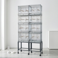 Cage à oiseaux en métal, grande cage à perroquets, portable, durable, avec revêtement en poudre, réglable, facile à assembler, design simple et solide