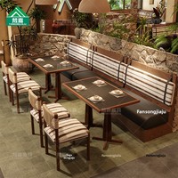 Neue chinesische Massivholz-Restaurant-Sitzgruppe für die Wandmontage, Fusion-Küche Tisch-und-Stuhl-Set, individuelle Anpassung für Teerestaurants