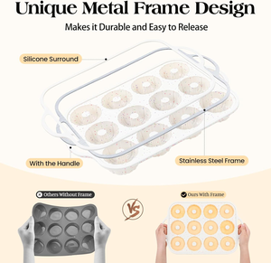 MUYULINS Factory Beige 12-Cup LFGB Non-Stick BPA Free Metal Reinforced Frame Silicone Tart <b>Cake</b> Pan Muffin <b>Tin</b> Baking Mold - Product Image 2