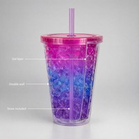 Gobelet isotherme 20oz à double paroi dégradé avec paille, réutilisable, personnalisable avec logo, idéal pour événements sportifs et cadeaux promotionnels