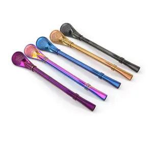 Stainless Steel Bombilla Drinking Straws with spoon for Yerba tea