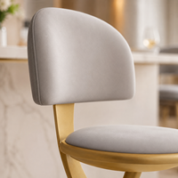 Siège rembourré de haute qualité avec dossier de 75 cm de hauteur et base en métal noir durable pour tabouret de bistrot, café ou bar