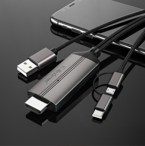 Câble <span class=keywords><strong>HDMI</strong></span> 3-en-1 compatible avec les adaptateurs Type-C Micro USB vers HDTV, transfert de miroir HD 1080p du téléphone portable vers HDTV. - Product Image 4