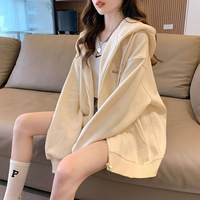 Sweat à capuche brodé pour femme, décontracté, hiver 2026, nouvelle collection, grande taille, fermeture éclair, tissu épais, polyester/coton