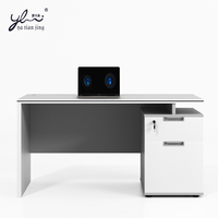 Bureau de Direction Moderne avec Plateau en MDF Trempé, Table de Bureau Professionnelle