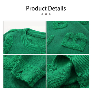 Biểu Tượng Tùy Chỉnh Mens Crew Cổ Dài Tay Áo Áo Thun Áo Len Polyester 3D Thư Thêu Mô Hình Củ<span class=keywords><strong>a</strong></span> Nam Giới Dệt Kim Áo Len - Product Image 6