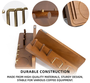 Soporte de Madera Multiusos <span class=keywords><strong>para</strong></span> Accesorios de Espresso: Estante de Almacenamiento <span class=keywords><strong>para</strong></span> Tamper, Distribuidor y Portafiltro de Café - Product Image 5