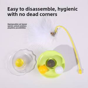 Baguette de chaton automatique avec plume et jouet à <span class=keywords><strong>bascule</strong></span> en forme de dessin animé, résistante aux morsures, pour l'auto-entretenissement et le soulagement de l'ennui - Product Image 3