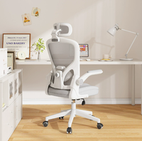 Chaise de bureau ergonomique en maille respirante avec dossier réglable, accoudoirs relevables, pivotante, design moderne, mécanisme de levage, pour la maison et l'ordinateur