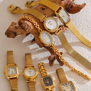 진공 도금 독특한 OEM 골드 사용자 정의 로고 <span class=keywords><strong>SEIKO</strong></span> 운동 석영 스테인레스 스틸 밴드 방수 3BAR 빈티지 시계 여성 - Product Image 5