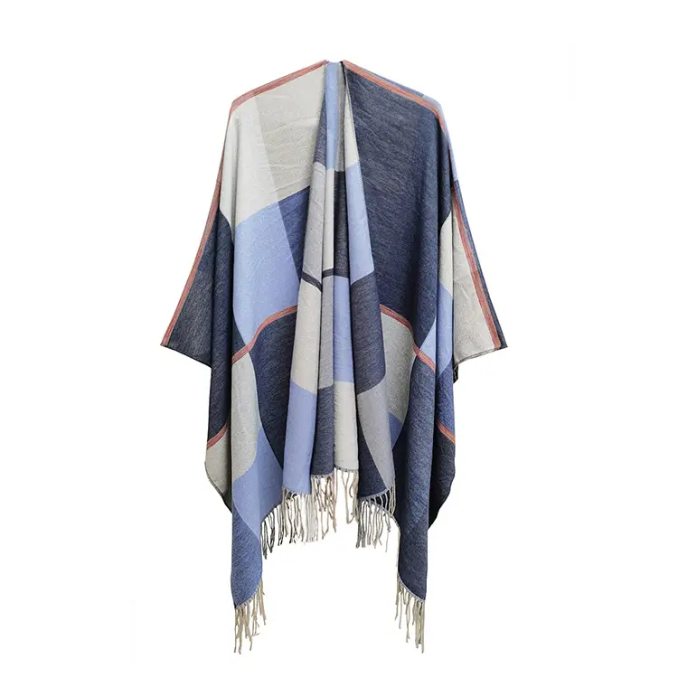 Vendita calda di alta qualità Poncho aperto coperta anteriore scialle mantelle a maglia scialli e involtini alla moda con nappe scialli