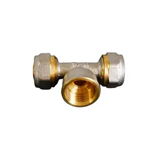 Système de gaz pex tuyau Tee raccords en cuivre raccord en laiton tuyau d'eau raccords à pression en cuivre