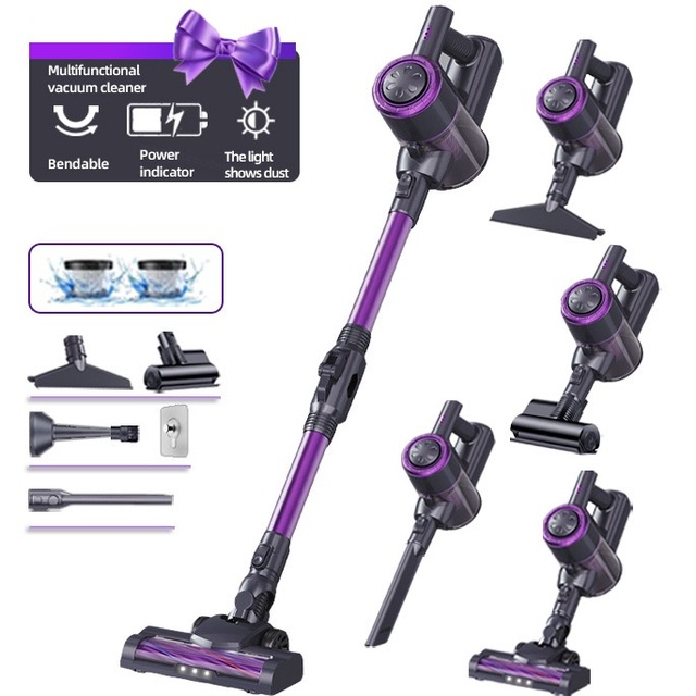 Blue Hand Held Cordless Lightweight Stick Vacuum Cleaner 12Kpa HEPA Filter Bendable Wand Removable Battery 60 Min Household