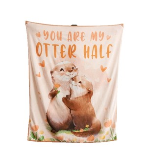 Manta de Felpa con Estampado de Nutrias Personalizada, Estilo Pastoral, Decoración para el Hogar, Cálida y Acogedora, para las Cuatro Estaciones - Product Image 3