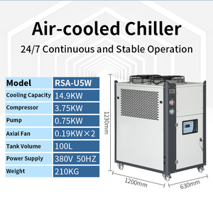 เครื่องทำความเย็นแบบระบายความร้อนด้วยอากาศ U5W 5HP ประหยัดพลังงาน สำหรับอุปกรณ์เคลือบสูญญากาศ พร้อมการออกแบบลดเสียงรบกวน ควบคุมอุณหภูมิความแม่นยำสูง M - Product Image 3