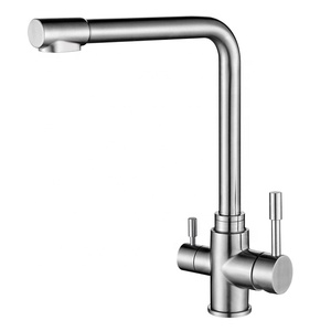 Rubinetto da <span class=keywords><strong>Cucina</strong></span> Moderno di Alta Qualità con Doppia Maniglia per Acqua Calda e Fredda, Miscelatore a 3 Vie in Acciaio Inox 304 con Filtro per Acqua Potabile - Product Image 1